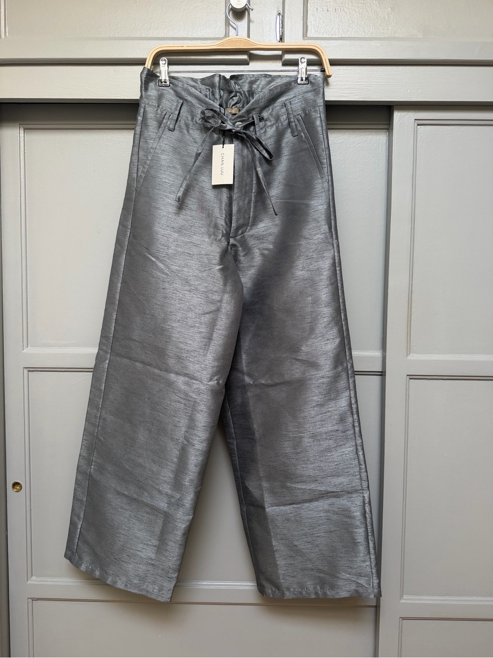 Chan Luu Dupioni Wide Leg Pant Steel - Picture 5 of 9